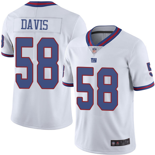 Men New York Giants #58 Tae Davis Limited White Rush Vapor Untouchable Football NFL Jersey->youth nfl jersey->Youth Jersey